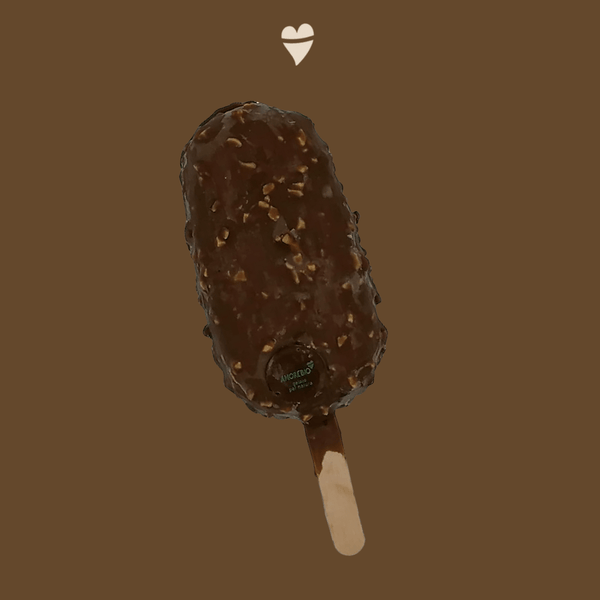Stecco gelato alla Nocciola ricoperto di cioccolato fondente e granelle di nocciola  (senza Latte)